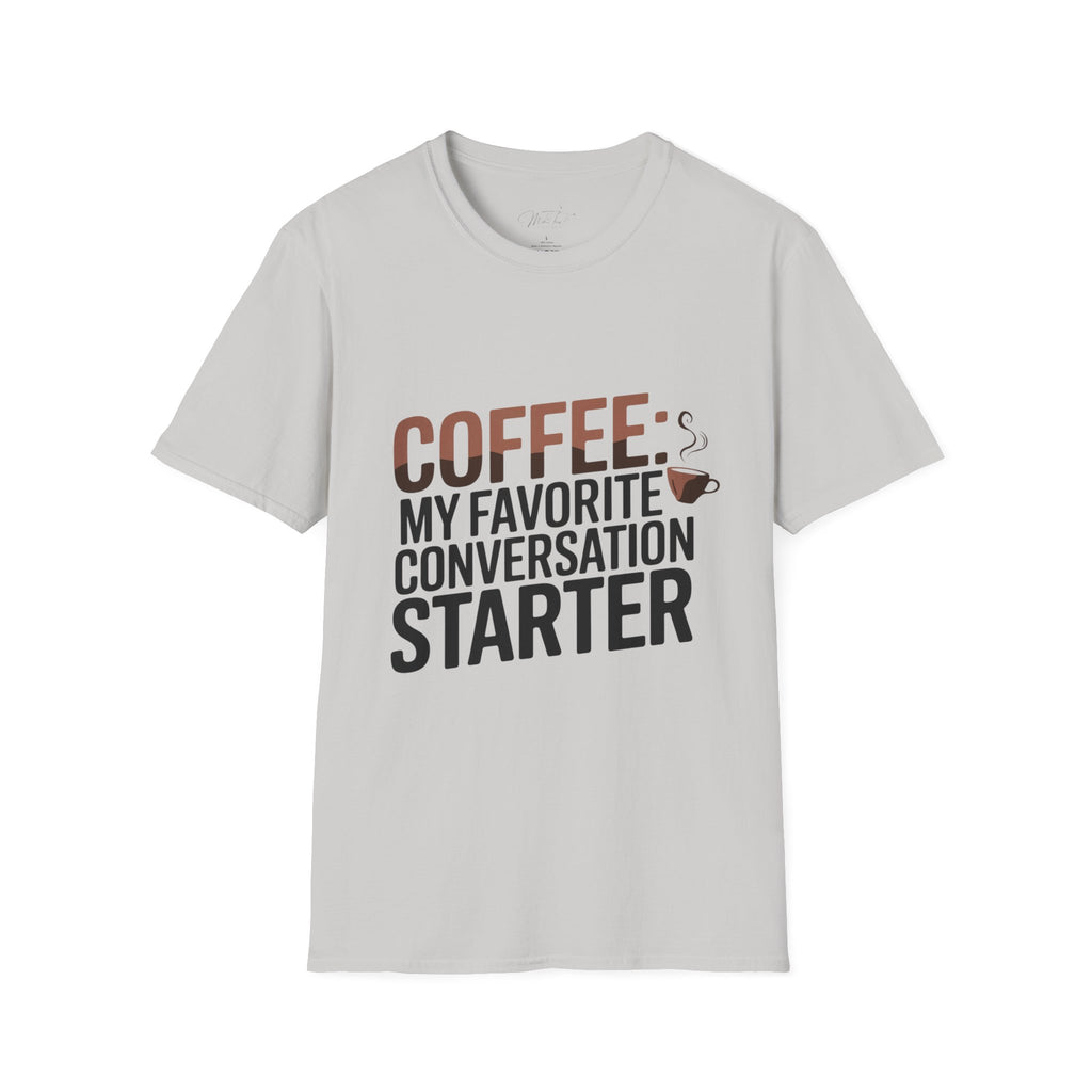 Coffee: My Favorite Conversation Starter T-Shirt – Perfect for Speech Language Pathologists! (Unisex Softstyle T-Shirt)