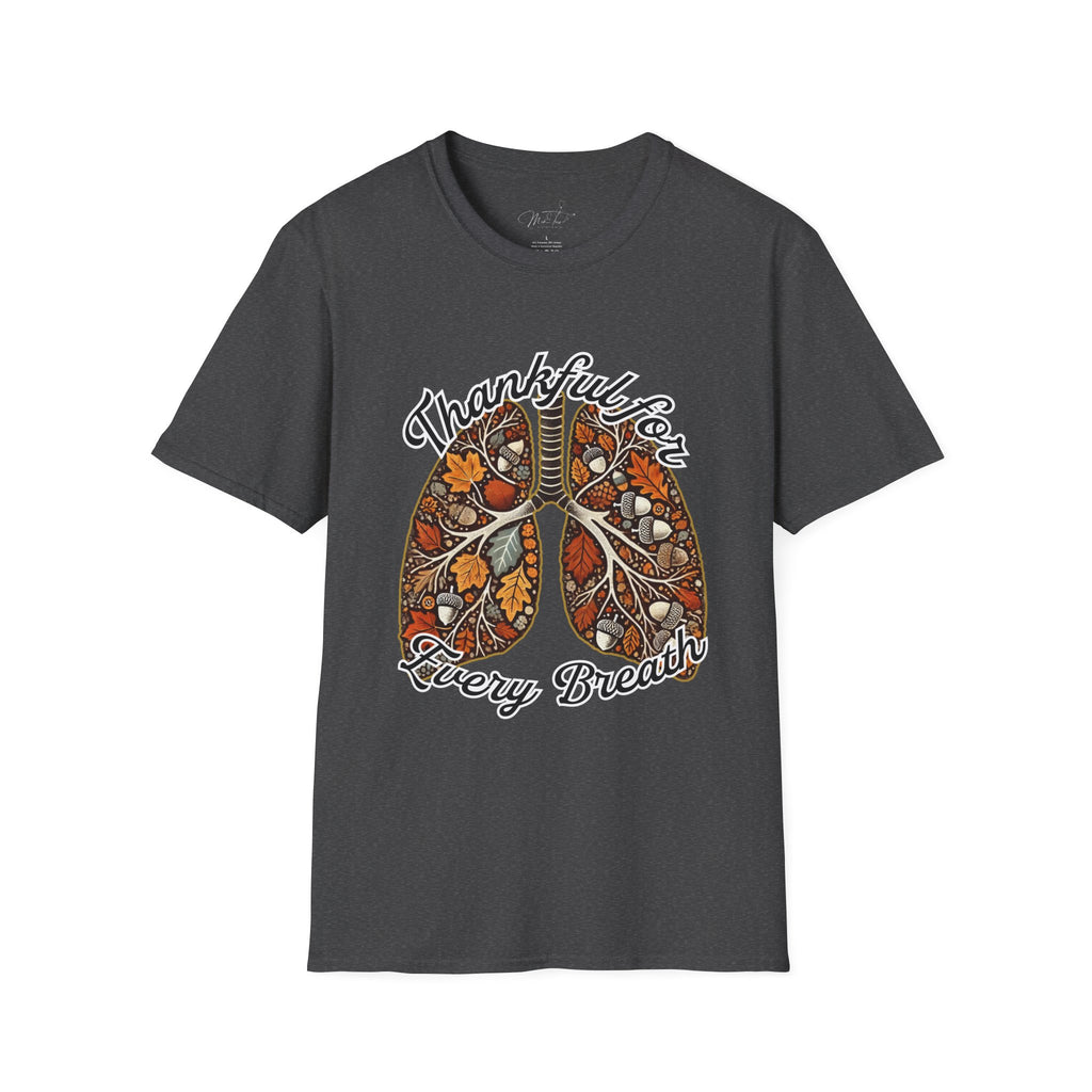 Thankful for Every Breath T-Shirt – A Respiratory Tribute to Fall (Unisex Softstyle T-Shirt)