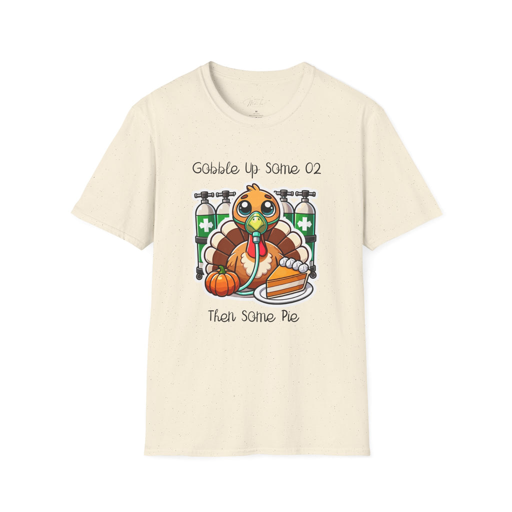 Thankful for Oxygen and Pie T-Shirt – A Fun Thanksgiving Respiratory Tee (Unisex Softstyle T-Shirt)