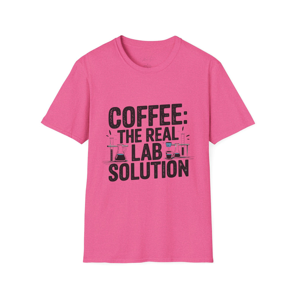 Coffee: The Real Lab Solution" T-Shirt – Perfect for the Coffee-Driven Lab Professional! (Unisex Softstyle T-Shirt)