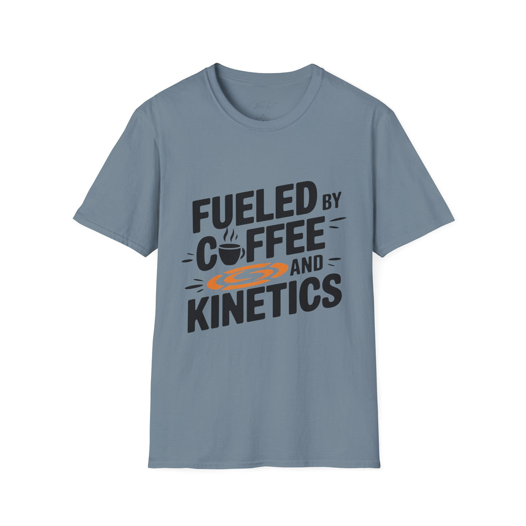 Fueled by Coffee and Kinetics T-Shirt – Perfect for the Energetic, Coffee-Loving Physical Therapist! (Unisex Softstyle T-Shirt)