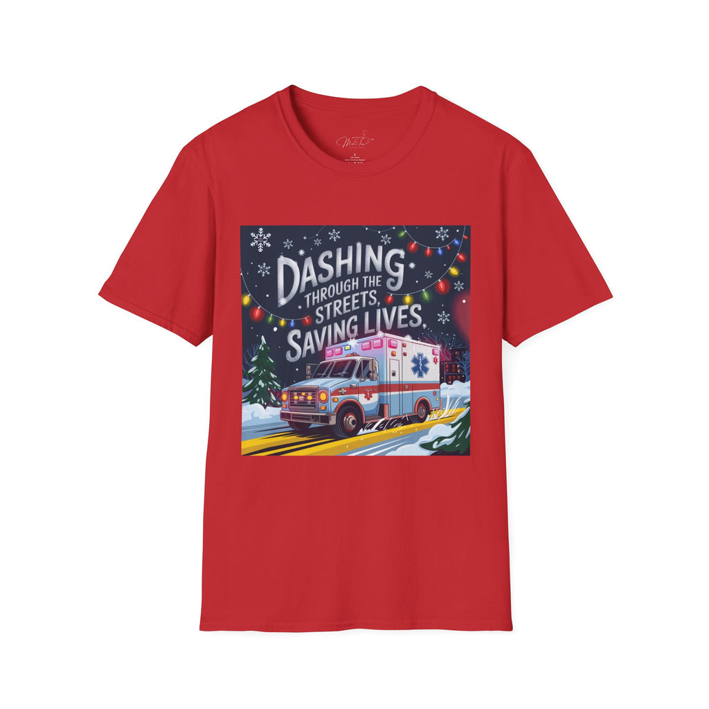 Dashing Through the Streets, Saving Lives Holiday Paramedic T-Shirt