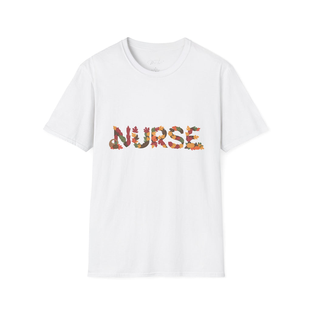 Nurse Fall Leaves T-Shirt – Embrace Autumn in Your Profession! (Unisex Softstyle T-Shirt)