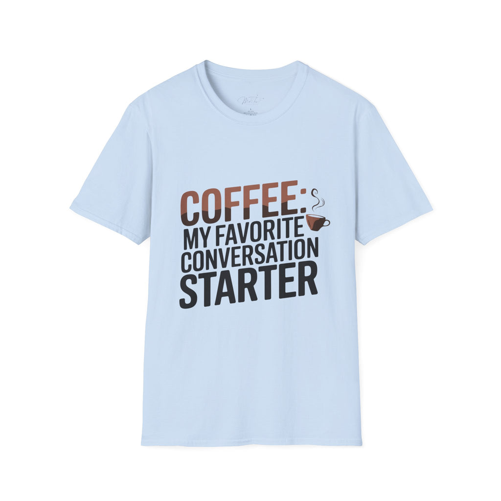 Coffee: My Favorite Conversation Starter T-Shirt – Perfect for Speech Language Pathologists! (Unisex Softstyle T-Shirt)